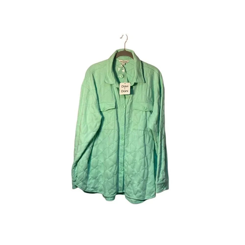 NWT Davi & Dani women’s birdcage, sage, aisle city, quilted button-down shirt, s